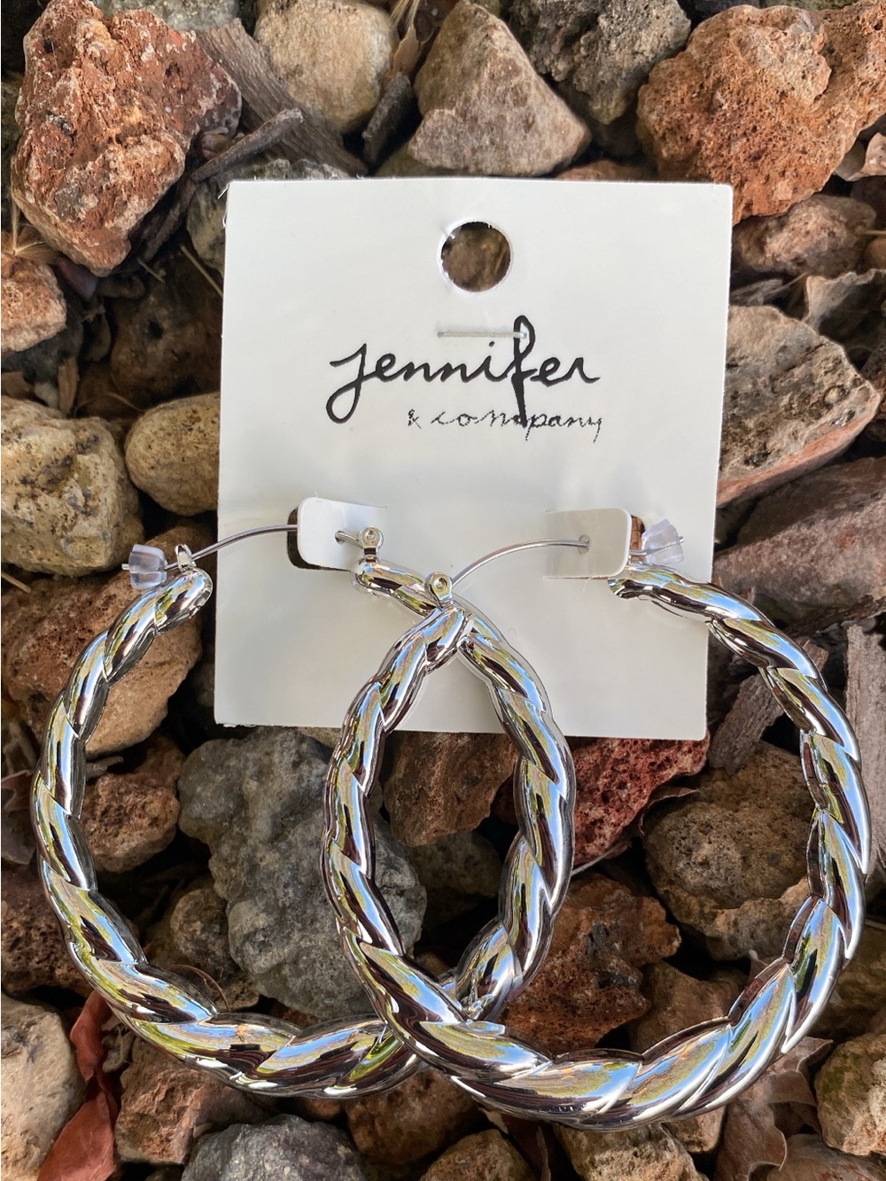 Silver Twisted Hoop Earrings